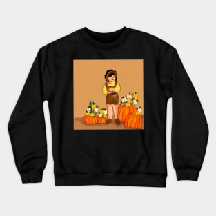 Little girls pumkins and flower Crewneck Sweatshirt